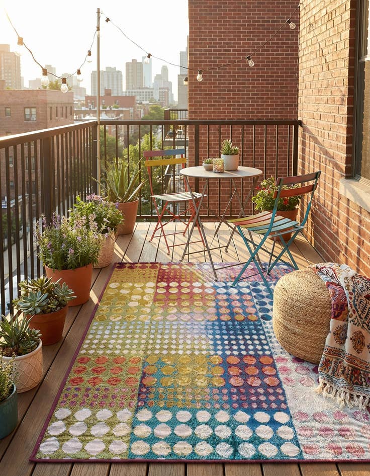 Detail image of 2' x 3'  Washable Modern Indoor / Outdoor Rug