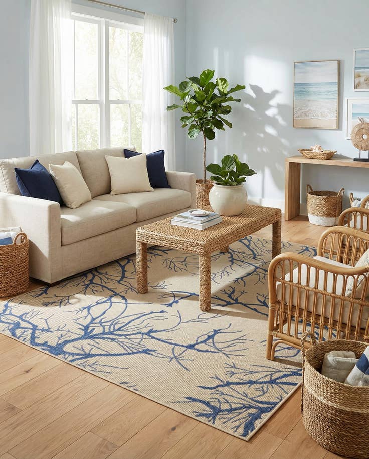 Detail image of 6' x 9' Easy-Clean Botanical Indoor / Outdoor Rug