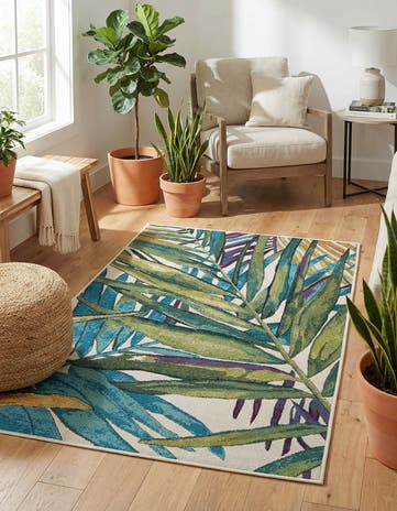 3' 3 x 5' 3 Easy-Clean Botanical Indoor / Outdoor Rug