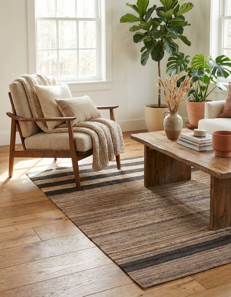 Detail image of 4' 3 x 5' 7  Hand Woven Kilim Modern Wool Rug