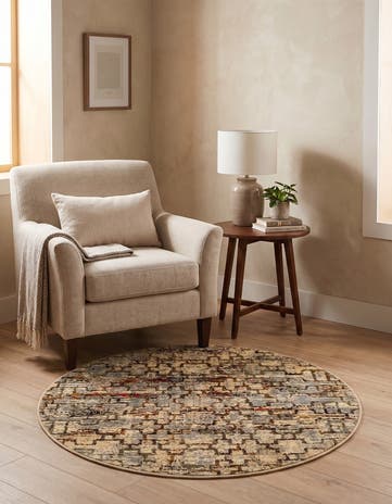 Beige Cream Saturn Round Rug