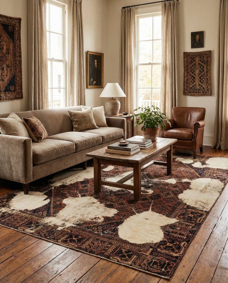 Detail image of 6' 7 x 9' 6 Hand Knotted Ultra Vintage Persian Wool Rug