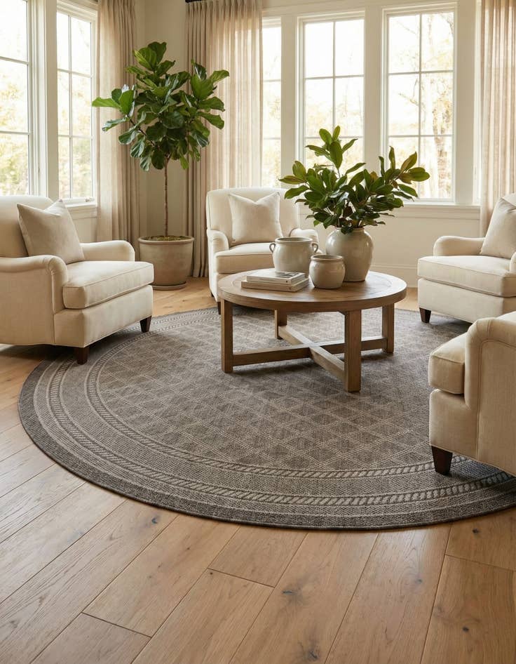 Detail image of  10' x 10'  Washable Lattice Indoor / Outdoor Round Rug