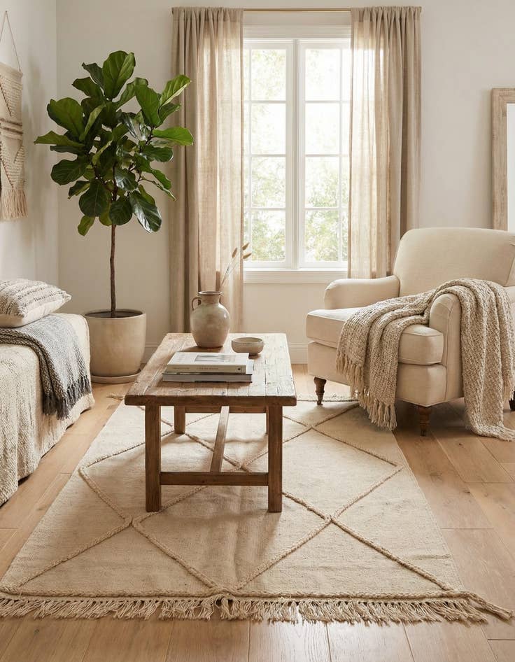 Detail image of 3' 4 x 5'  Hand Woven Moroccan Wool Rug