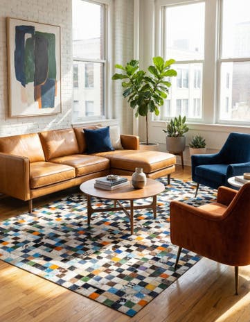 5' x 8' Cowhide Leather Rug
