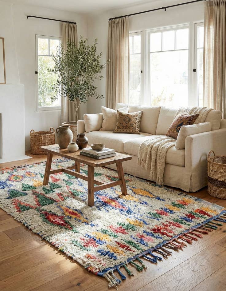 Detail image of 5' x 8'  Hand Knotted Moroccan Wool Rug