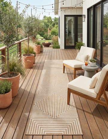 2' 7 x 12' Easy-Clean Modern Indoor / Outdoor Runner Rug