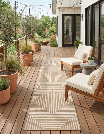 2' 7 x 12' Easy-Clean Modern Indoor / Outdoor Runner Rug