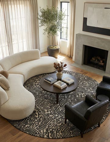 13' x 13' Easy-Clean Modern Indoor / Outdoor Round Rug