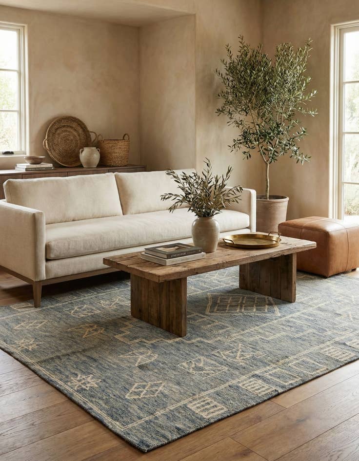 Detail image of 6' 7 x 9' 5  Hand Knotted Moroccan Wool Rug