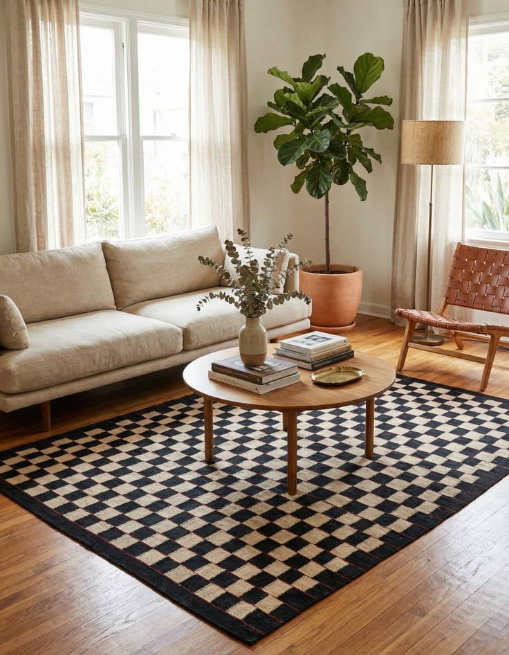 Detail image of 5' x 6' 3  Hand Woven Kilim Modern Wool Rug