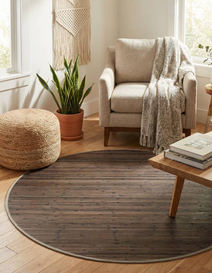 Detail image of 5' 3 x 5' 3 Bamboo Round Rug