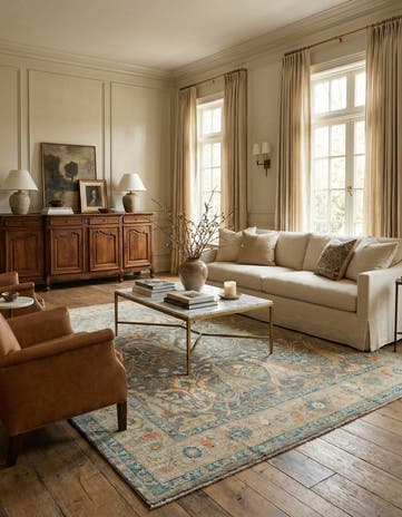 8' 2 x 9' 10 Hand Knotted Oushak Wool Rug