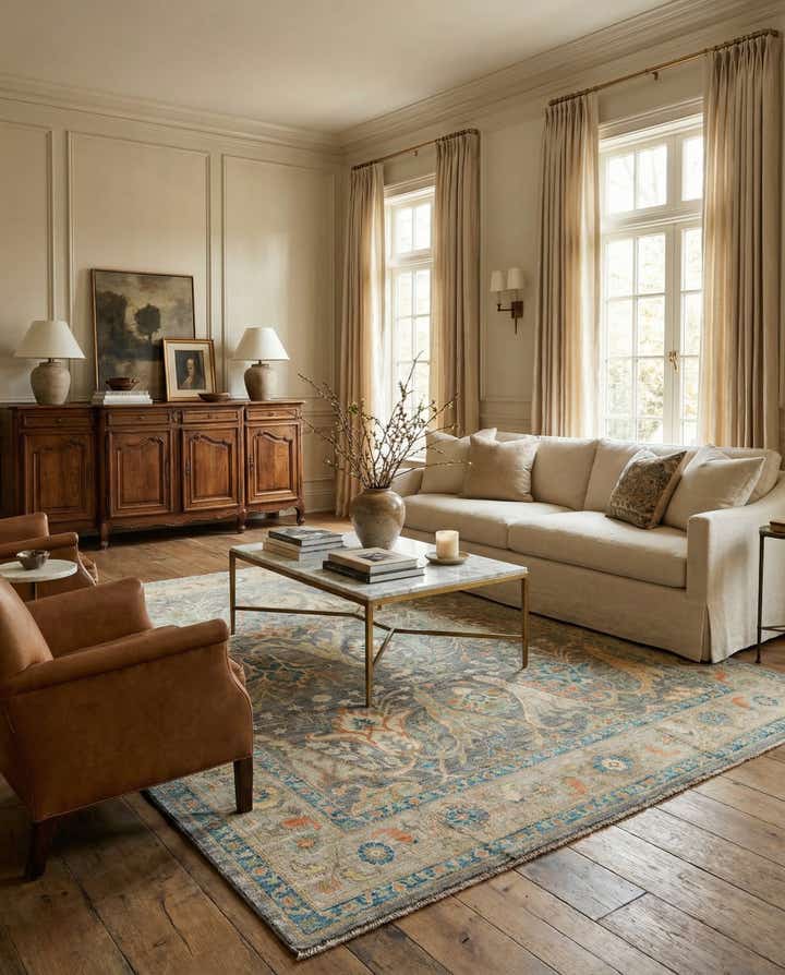 8' 2 x 9' 10 Hand Knotted Oushak Wool Rug