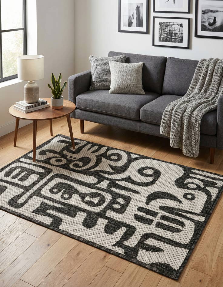 Detail image of 2' x 3'  Washable Modern Indoor / Outdoor Rug