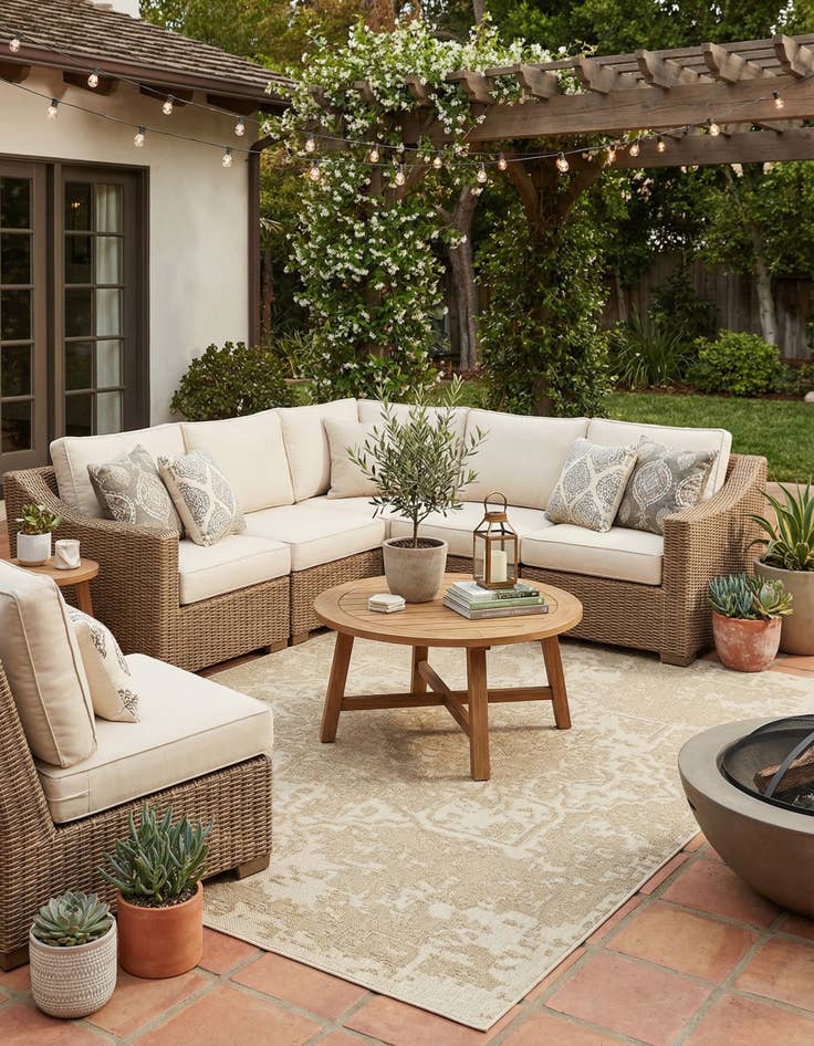 Detail image of 9' x 12'  Washable Traditional Indoor / Outdoor Rug