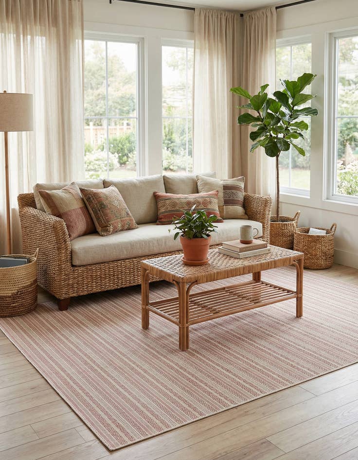 Detail image of 10' x 14'  Washable Striped Indoor / Outdoor Rug