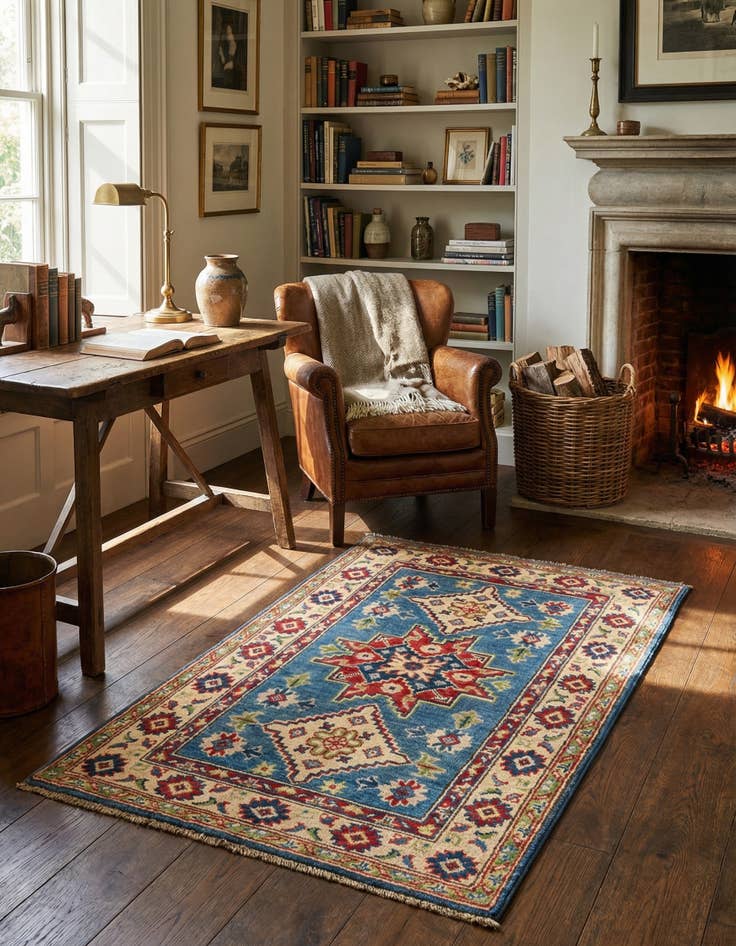 Detail image of 2' 7 x 4'  Hand Knotted Kazak Rug