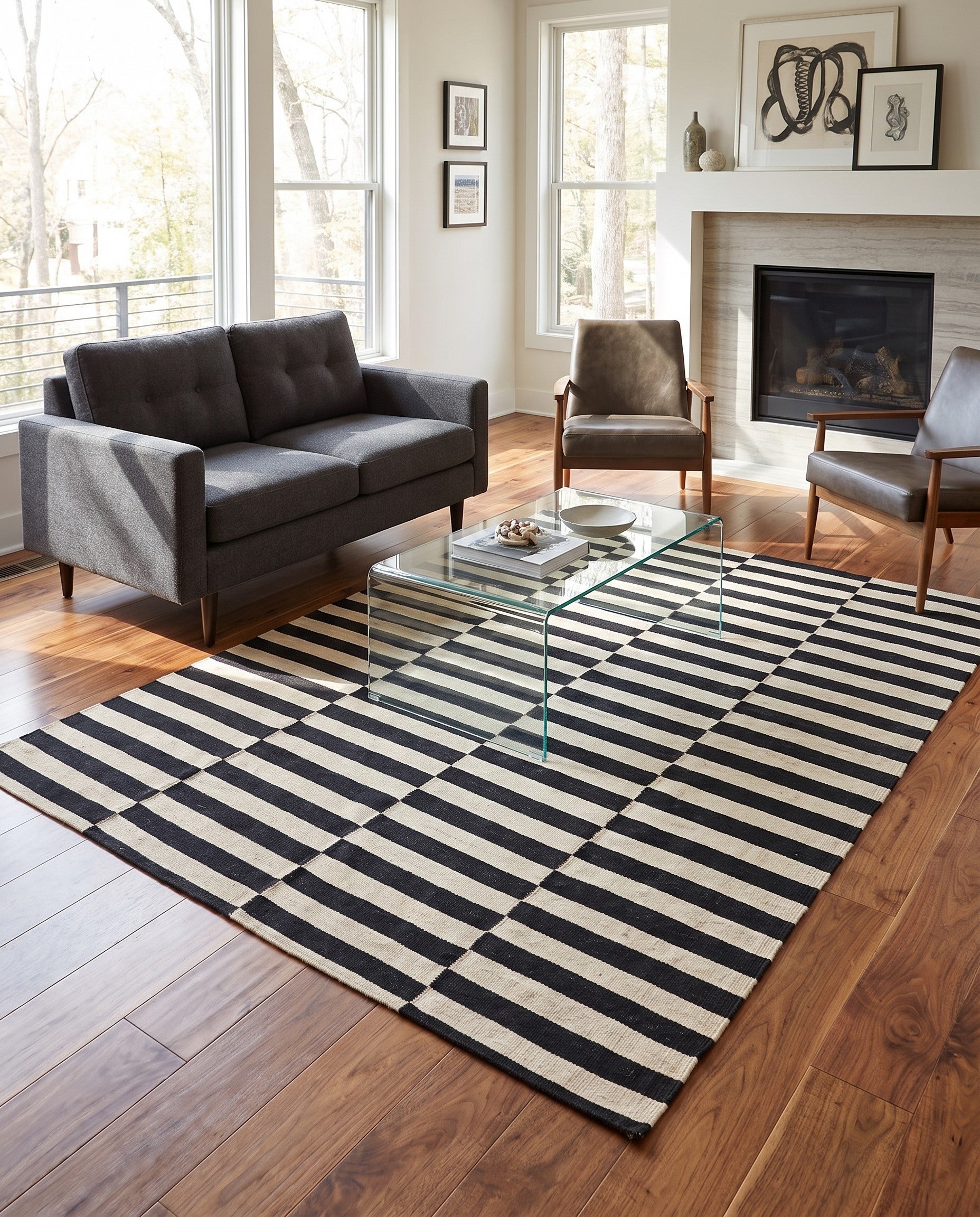 5' 1 x 6' 4 Hand Woven Kilim Modern Wool Rug