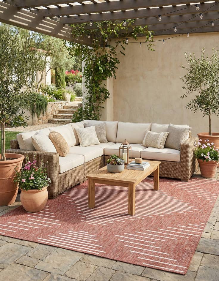 Detail image of 7' 10 x 10' Easy-Clean Modern Indoor / Outdoor Rug