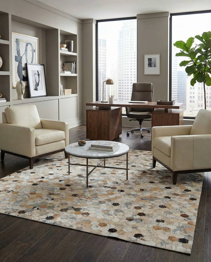 Detail image of 5' 4 x 7' 5 Cowhide Stocks Rug