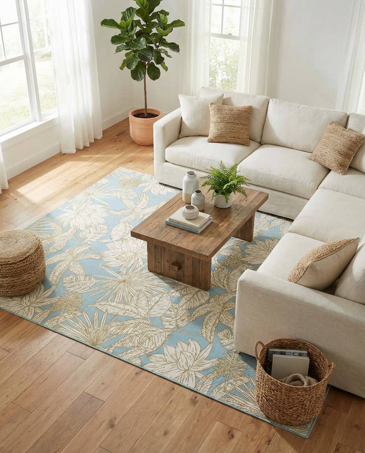 Detail image of 9' x 12' Easy-Clean Botanical Indoor / Outdoor Rug