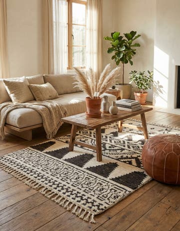 4' 4 x 6' 7 Hand Knotted Moroccan Wool Rug