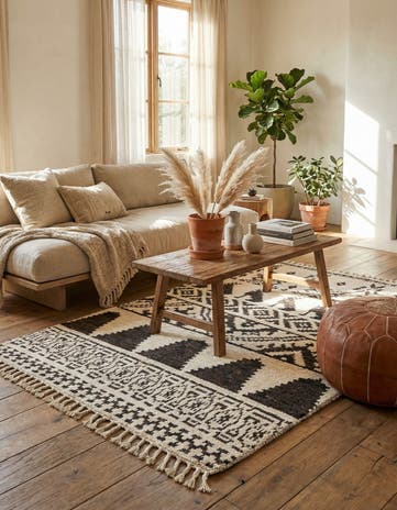 4' 4 x 6' 7 Hand Knotted Moroccan Wool Rug