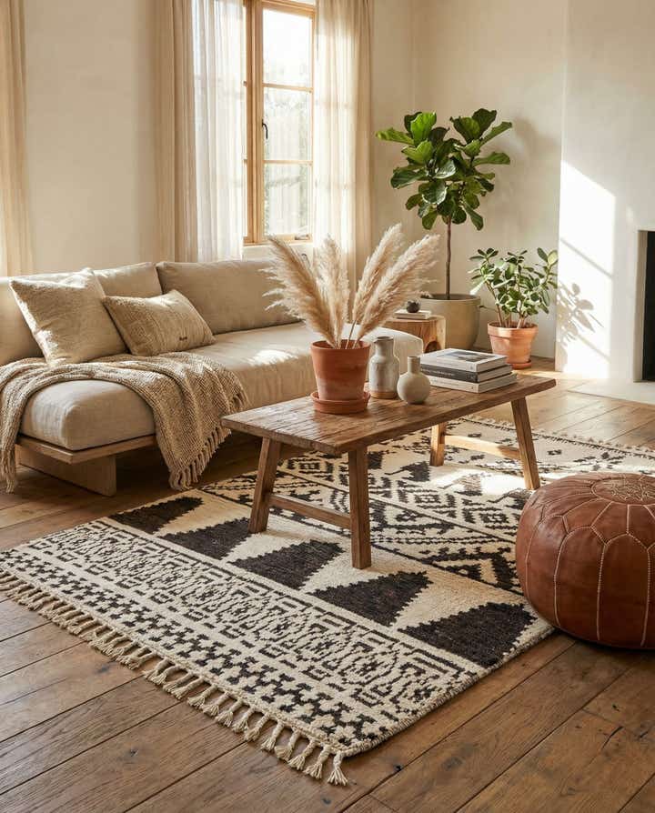 4' 4 x 6' 7 Hand Knotted Moroccan Wool Rug