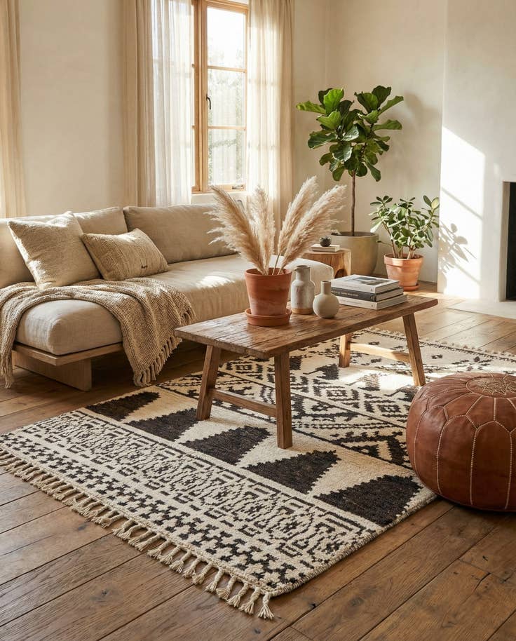 Detail image of 4' 4 x 6' 7 Hand Knotted Moroccan Wool Rug