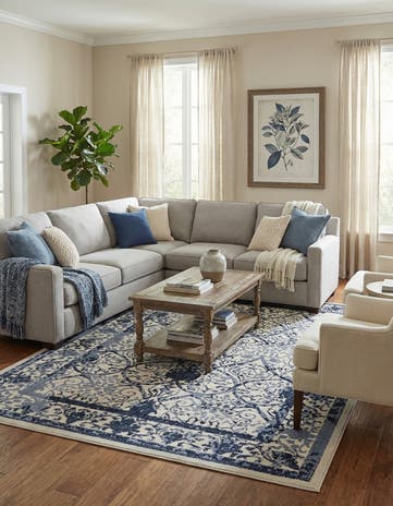 Ivory and Blue Miranda Rug