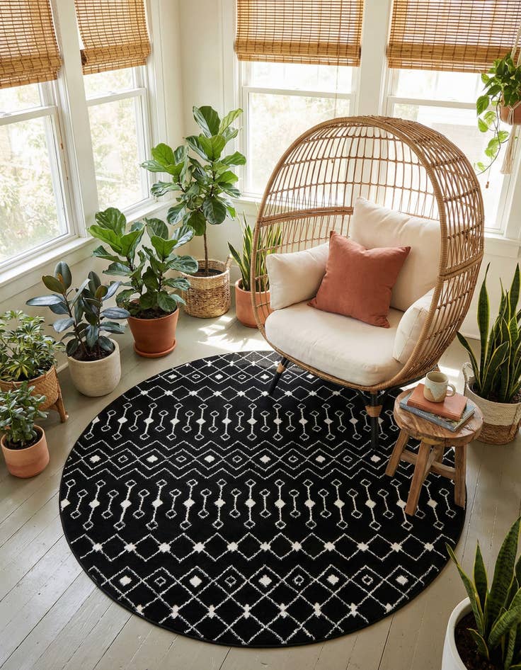 Detail image of 7' 10 x 7' 10 Moroccan Trellis Round Rug