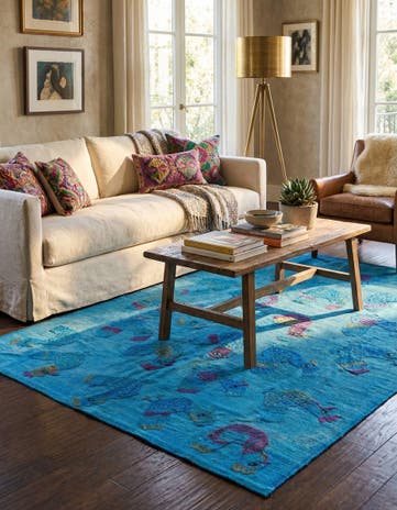4' 10 x 5' 10 Hand Woven Kilim Suzani Wool Rug