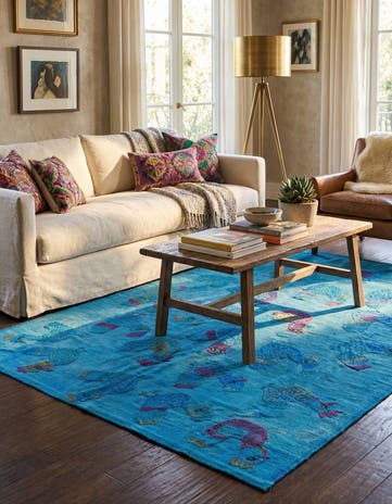 4' 10 x 5' 10 Hand Woven Kilim Suzani Wool Rug
