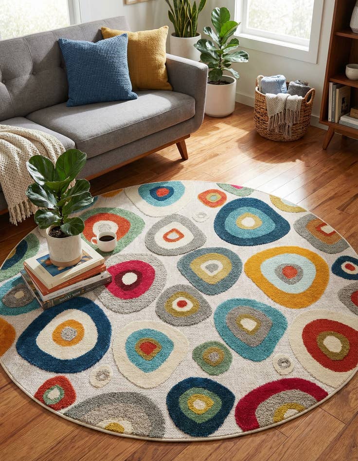 Detail image of  6' x 6'  Washable Casablanca Indoor / Outdoor Round Rug