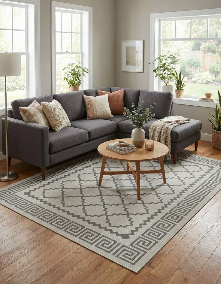 Detail image of 6' x 9'  Washable Trellis Indoor / Outdoor Rug