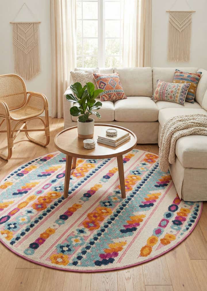 5' 3 x 5' 3 Easy-Clean Aruba Indoor / Outdoor Round Rug