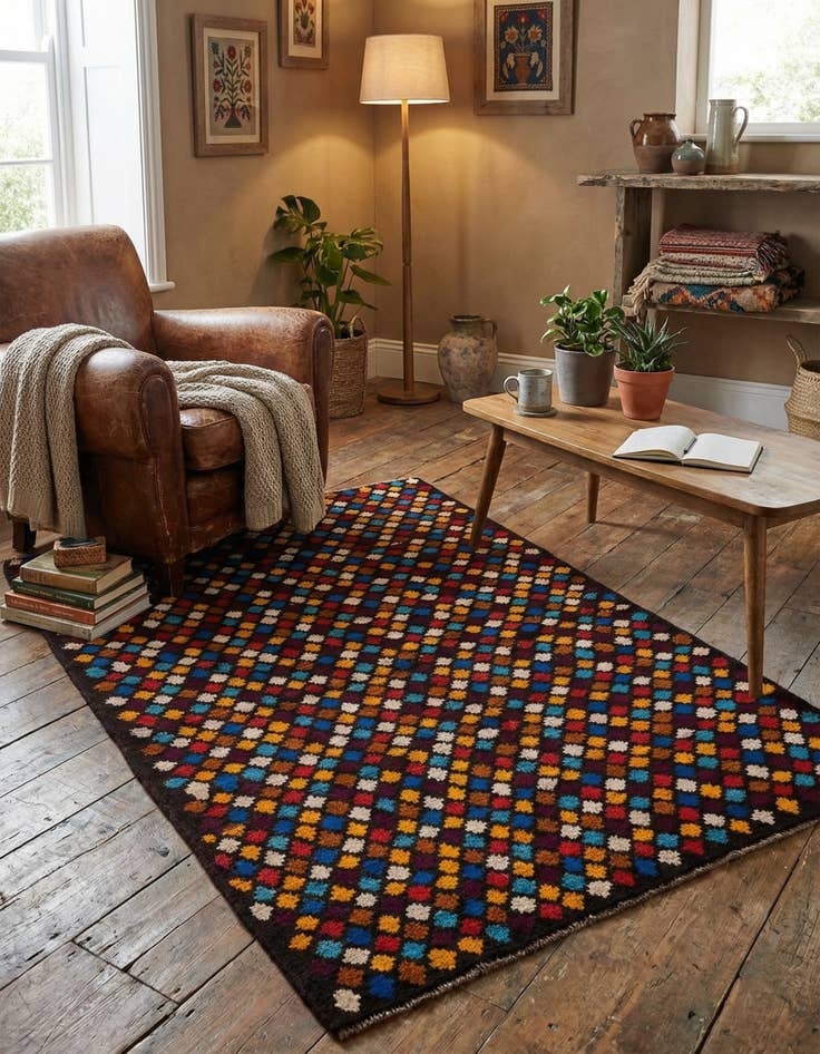 Detail image of 4' x 5' 10 Hand Knotted Balouch Wool Rug
