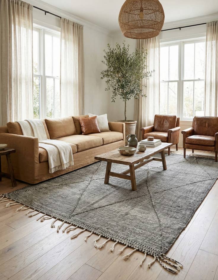 Detail image of 6' 7 x 9' 9  Hand Knotted Moroccan Wool Rug