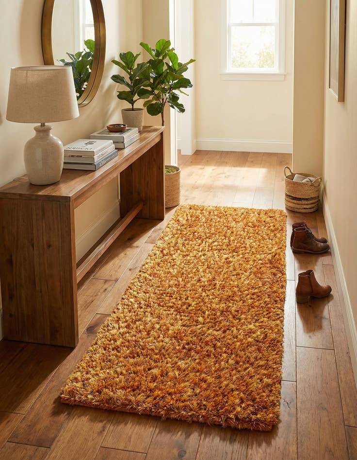 Detail image of 2' 5 x 4' 8  Hand Knotted Two-Tone Shag Oriental Runner Rug