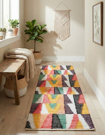 2' x 8' Hand Braided Chindi Cotton Runner Rug