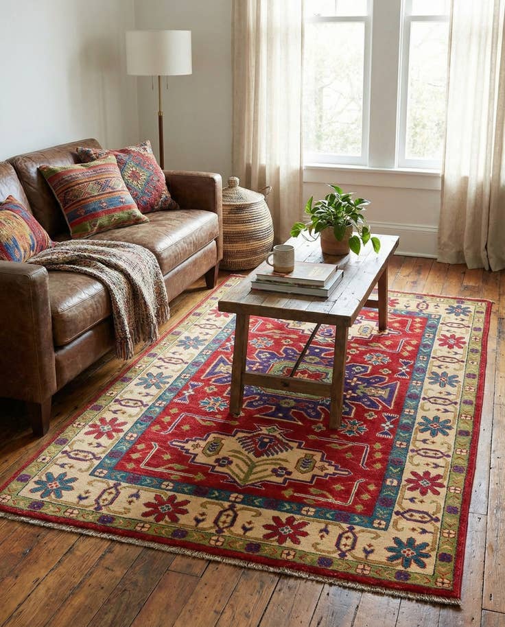 Detail image of 3' 10 x 5' 10 Hand Knotted Kazak Rug