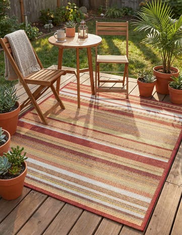 Burgundy Easy-Clean Baja Indoor / Outdoor Square Rug