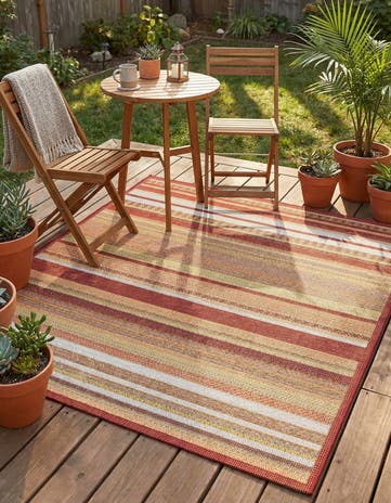 Burgundy Easy-Clean Baja Indoor / Outdoor Square Rug