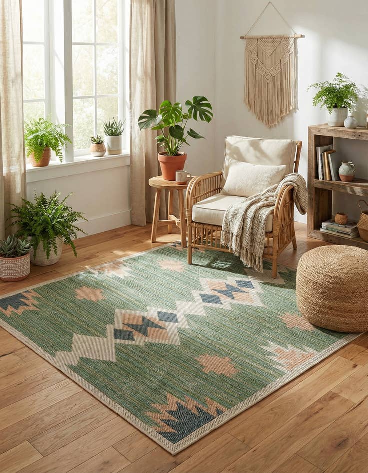 Detail image of  6' x 6'  Washable Baja Indoor / Outdoor Square Rug