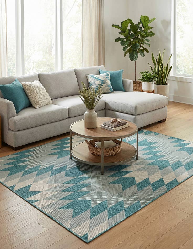 Detail image of 5' 3 x 8' Easy-Clean Modern Indoor / Outdoor Rug