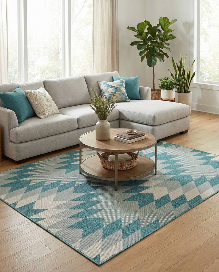 Detail image of 5' 3 x 8' Easy-Clean Modern Indoor / Outdoor Rug