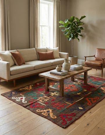 4' 7 x 6' 5 Hand Woven Kilim Modern Wool Rug