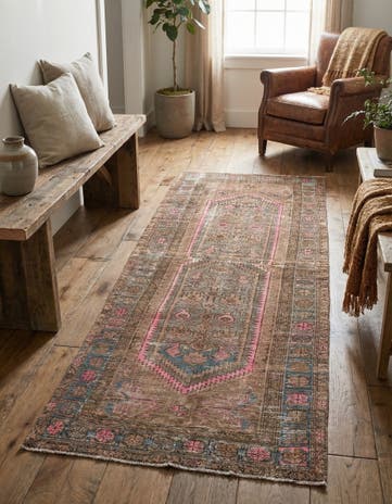 3' 7 x 8' 6 Hand Knotted Ultra Vintage Persian Wool Runner Rug
