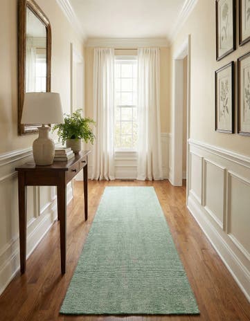 Green Hand Woven Jill Zarin English Manor Farmhouse Wool Runner Rug